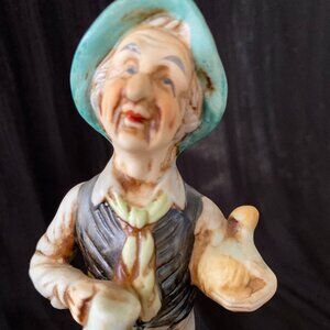 Vintage Norleans Japan Porcelain Figurine ~ Old Man with cup
